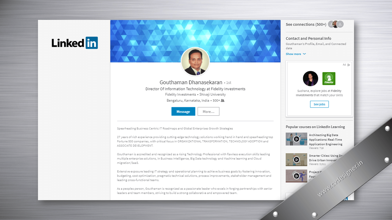 Senior Leader - Transformation - Cloud - Data & Analytics - ML/AI LinkedIn Profile Makeover Samples